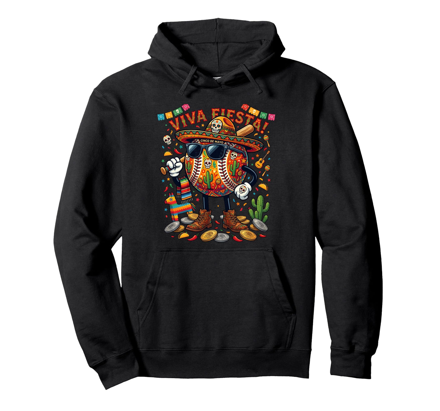Cinco De Mayo Baseball Drip Taco Hoodie - Unique Graphic for Adults - T-Shirt, Sweatshirt, Hoodie