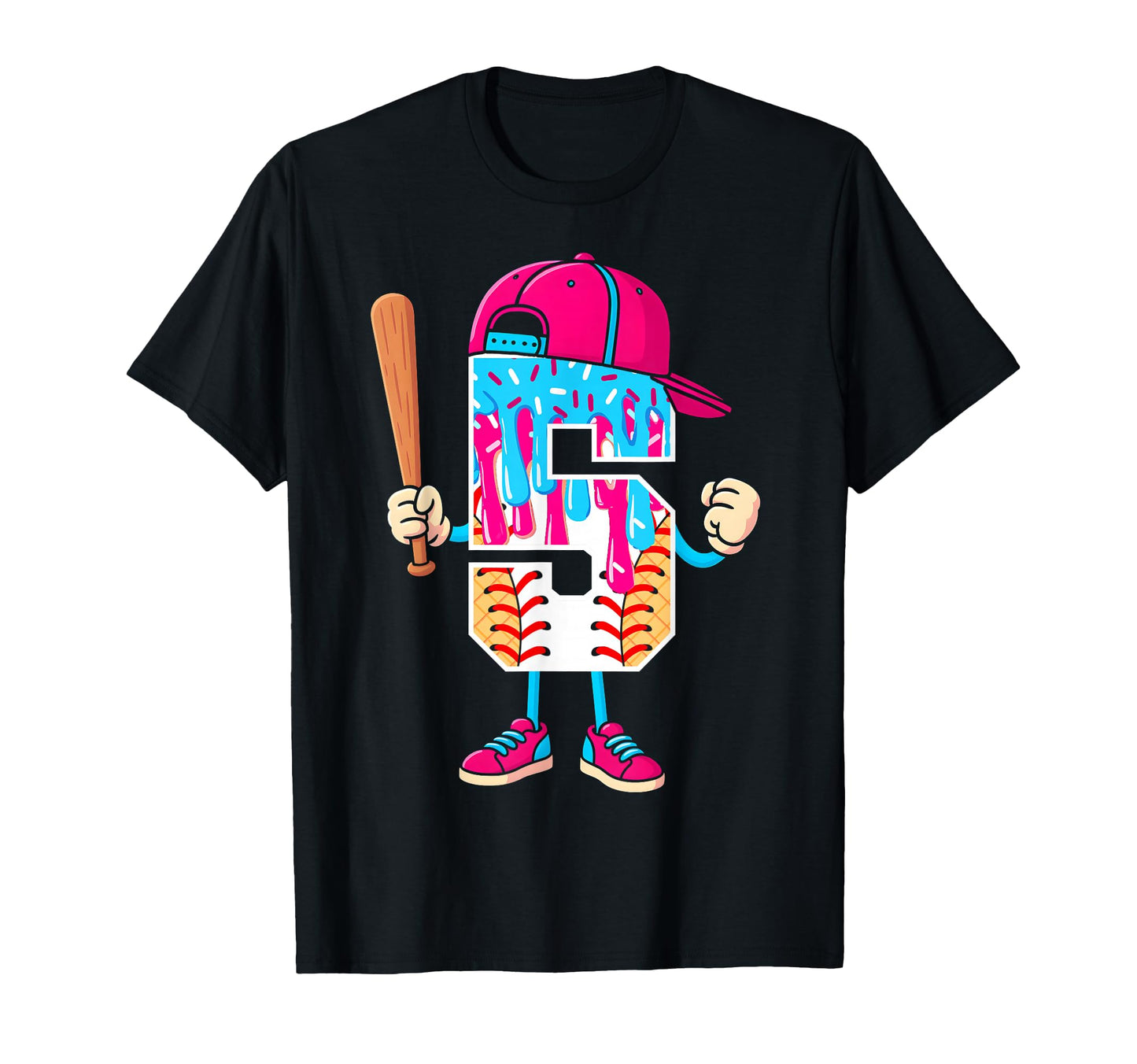 Baseball 5 Year Old Ice Cream Drip T-Shirt - Minimalist Print for Adults - T-Shirt, Sweatshirt, Hoodie