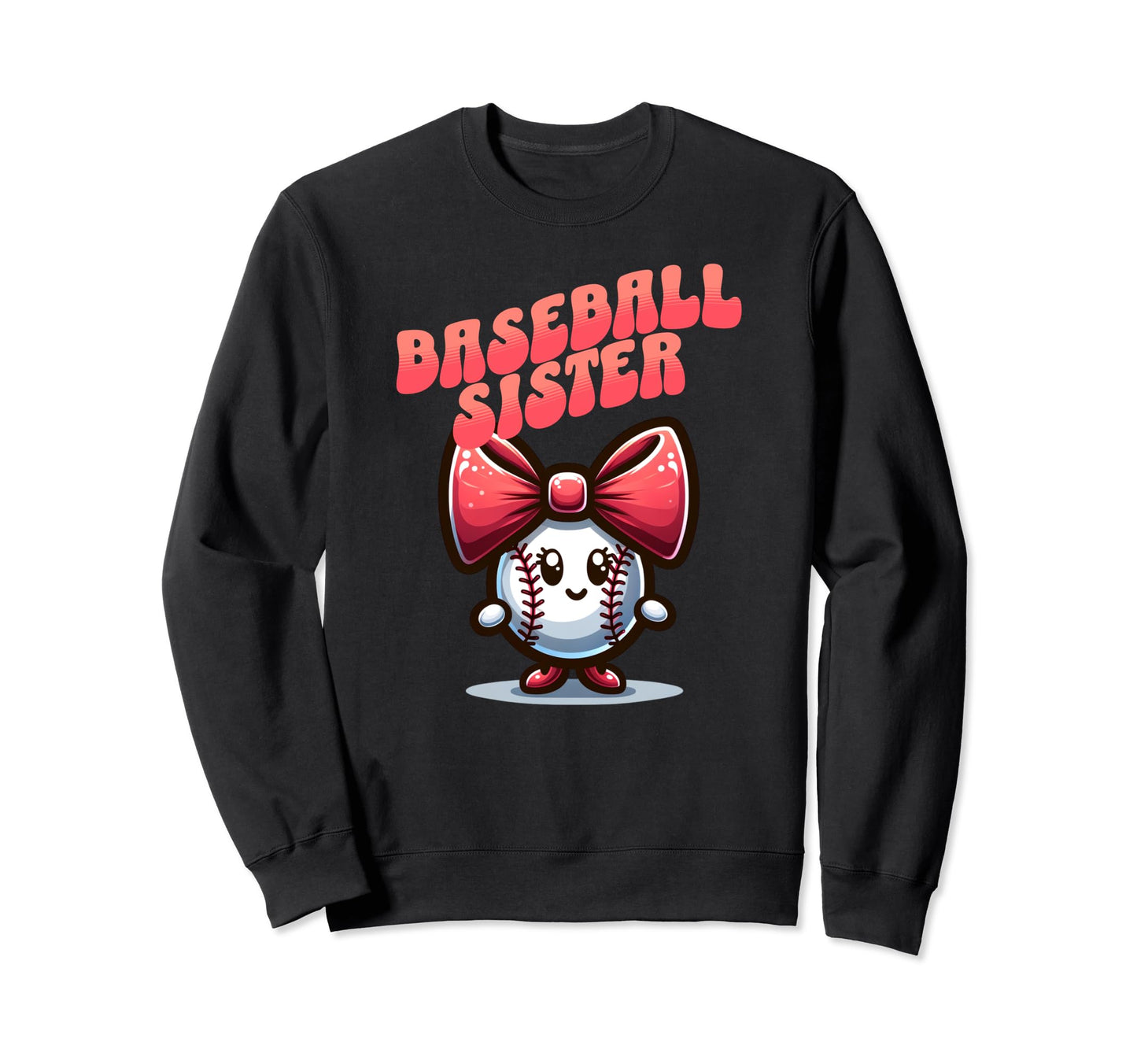 Baseball Sister Cartoon Coquette Sweatshirt - Trendy Graphic for Adults - T-Shirt, Sweatshirt, Hoodie