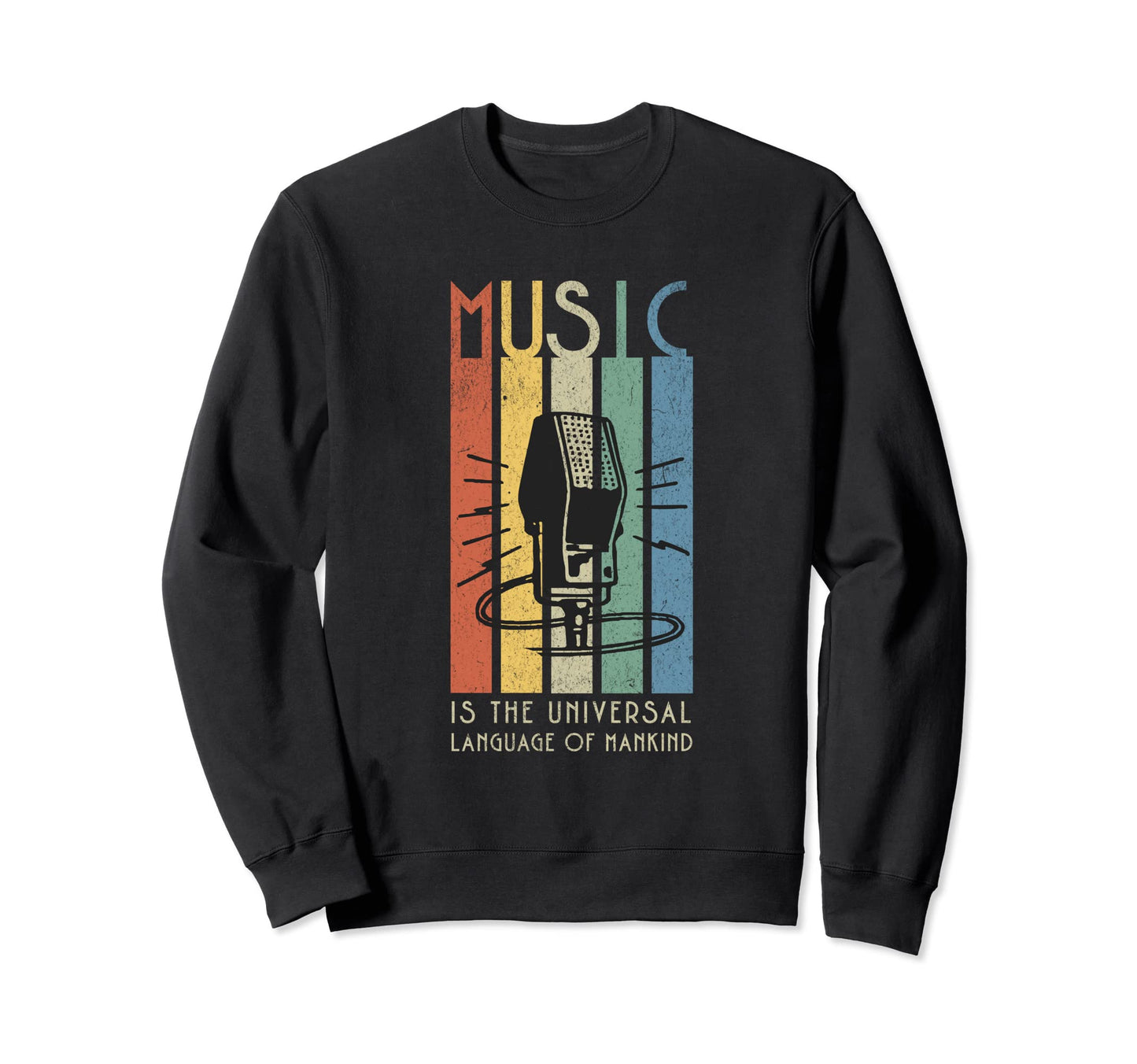 Singer Stripes Microphone Music Lovers Sweatshirt - Unique Graphic Unisex - T-Shirt, Sweatshirt, Hoodie