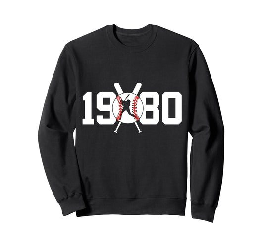 1980 Baseball 45Th Birthday Sweatshirt - Unique Graphic Men Women - T-Shirt, Sweatshirt, Hoodie