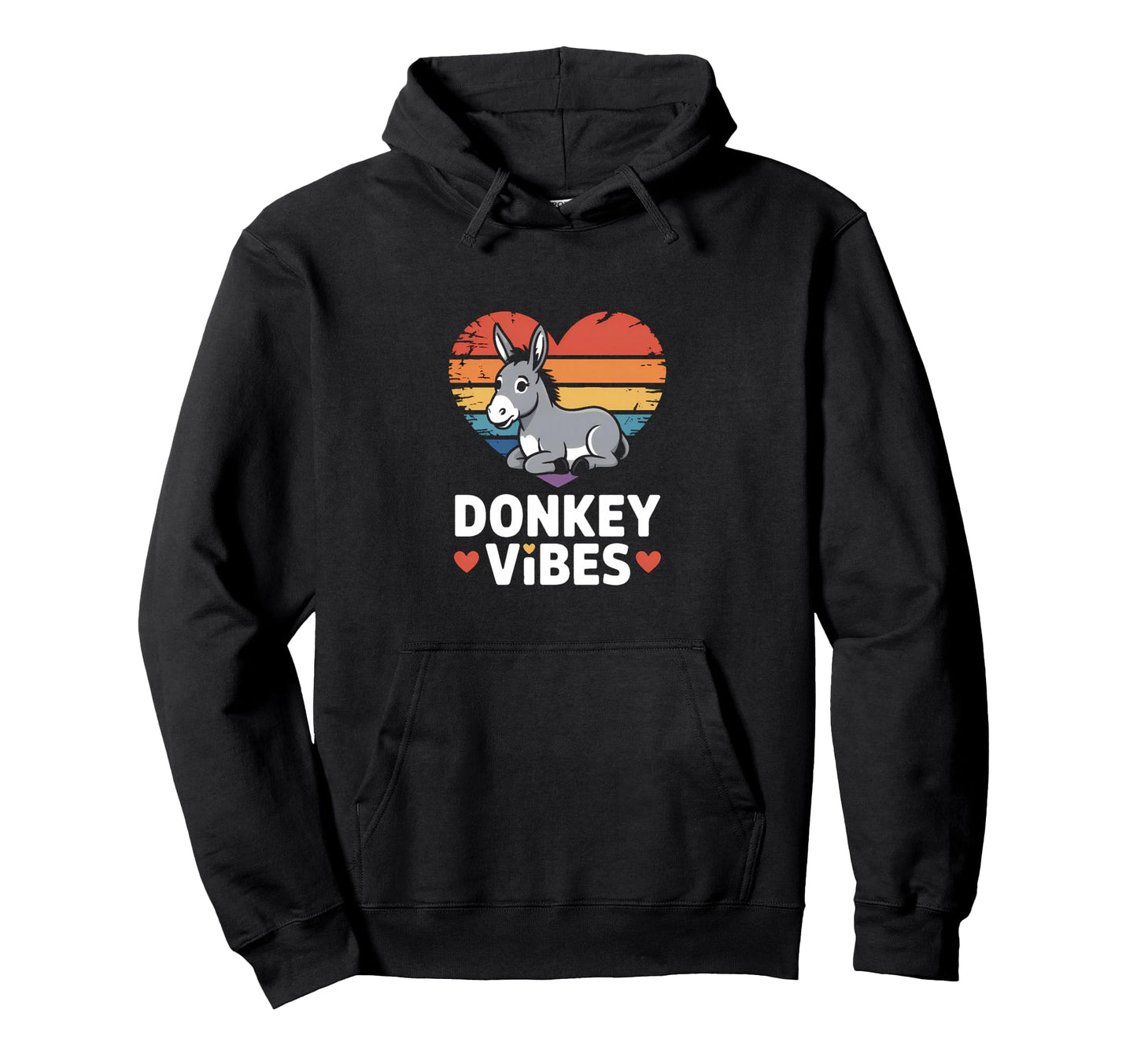 Donkey Vibes Striped Heart Hoodie - Minimalist Print Men Women - T-Shirt, Sweatshirt, Hoodie