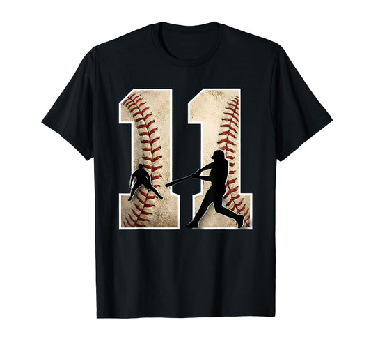 Baseball Birthday Eleven 11 Years Old T-Shirt - Unique Graphic Men Women - T-Shirt, Sweatshirt, Hoodie