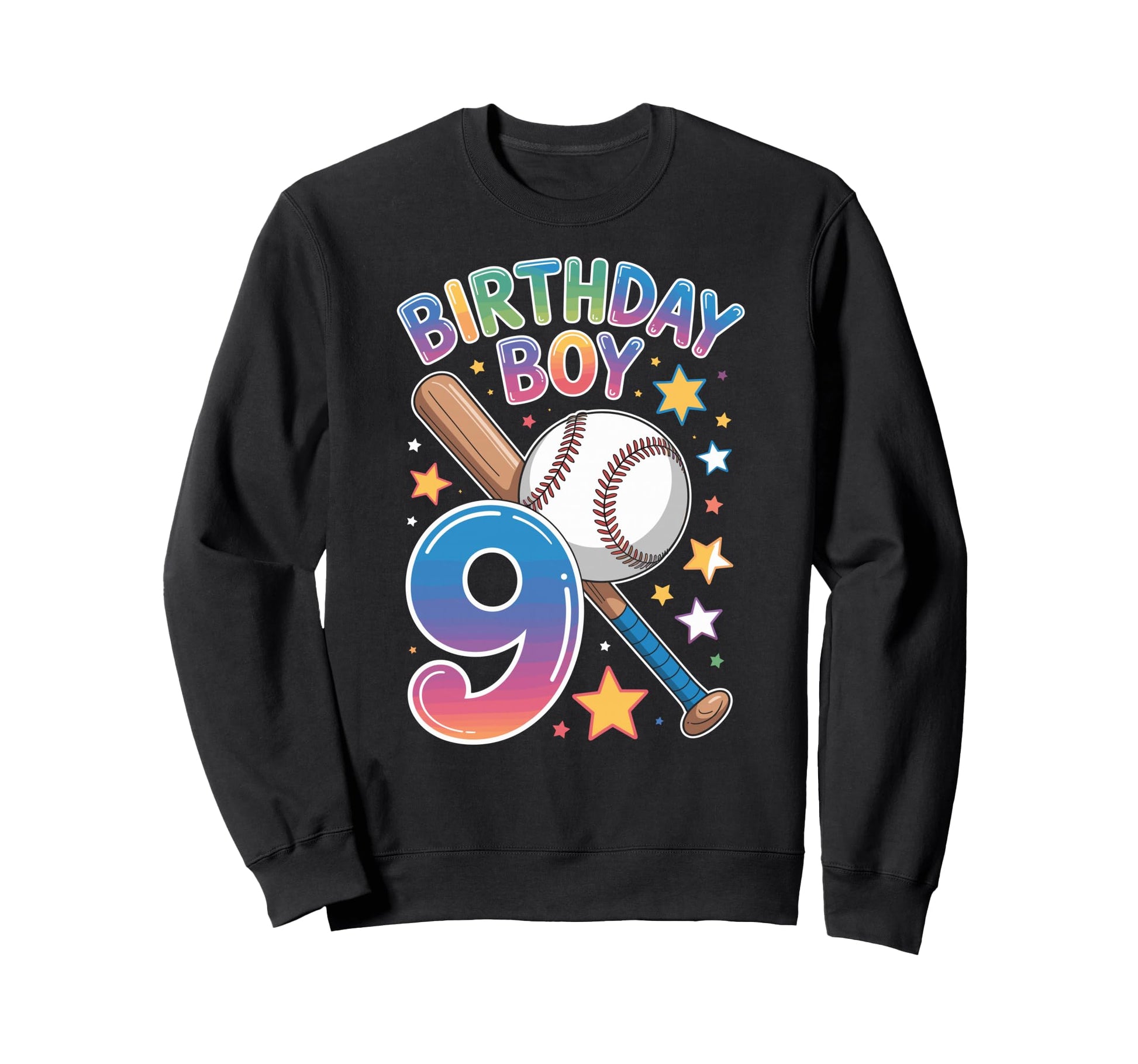 Birthday 9Th Birthday Baseball Sweatshirt - Unique Graphic Unisex - T-Shirt, Sweatshirt, Hoodie