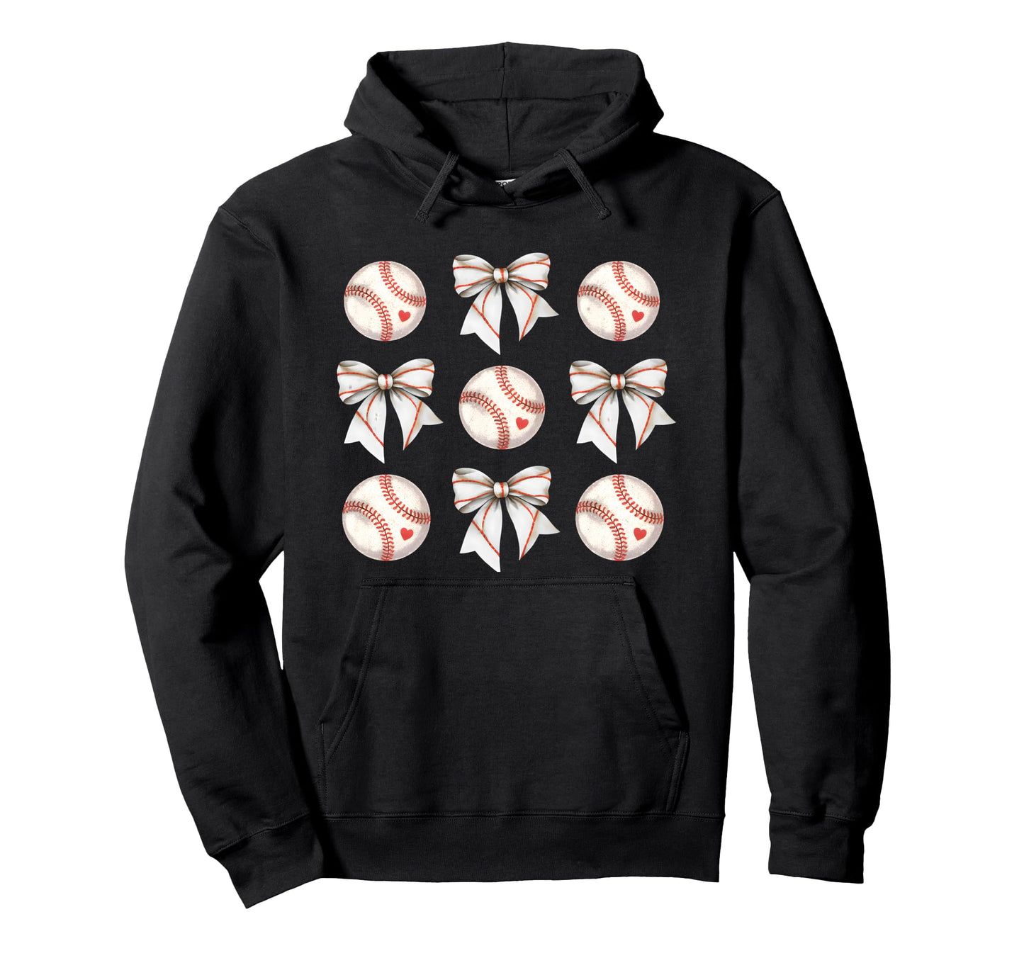 Baseball Sister Mom Coquette Bow Cheer Hoodie - Novelty Apparel for Adults - T-Shirt, Sweatshirt, Hoodie
