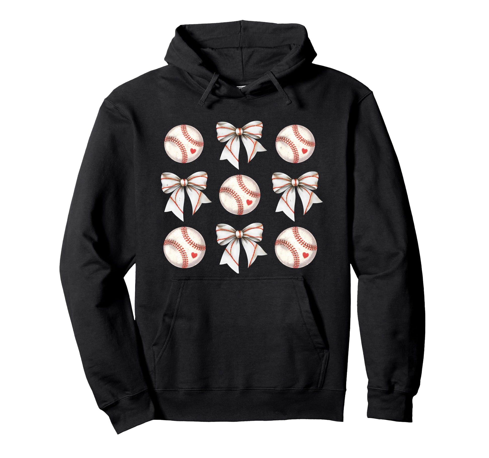 Baseball Sister Mom Coquette Bow Cheer Hoodie - Novelty Apparel for Adults - T-Shirt, Sweatshirt, Hoodie