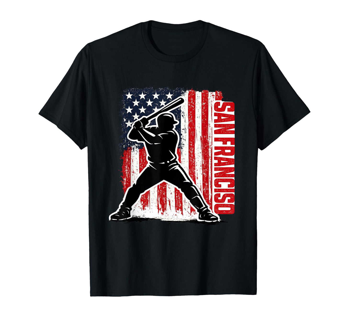 San Francisco Baseball American Flag T-Shirt - Graphic Print Unisex - T-Shirt, Sweatshirt, Hoodie