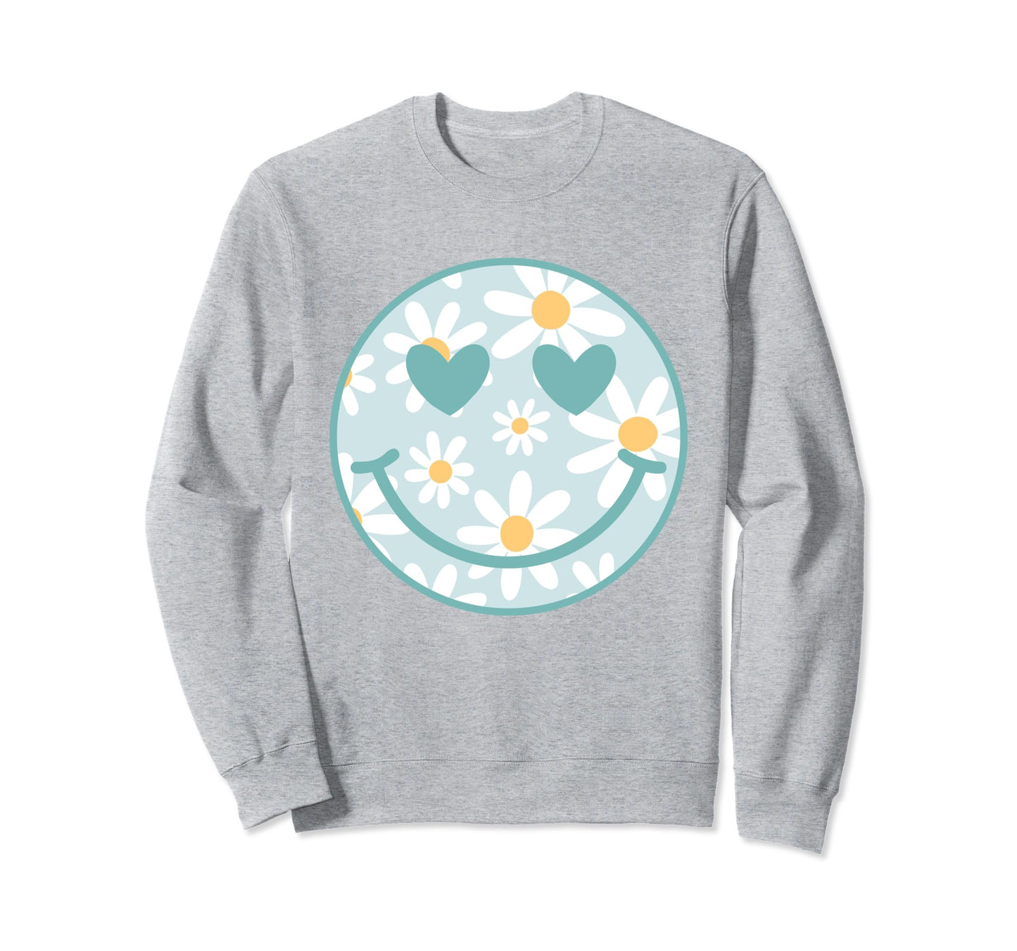Teal Happy Face Checkered Pattern Sweatshirt - Novelty Apparel Men Women - T-Shirt, Sweatshirt, Hoodie