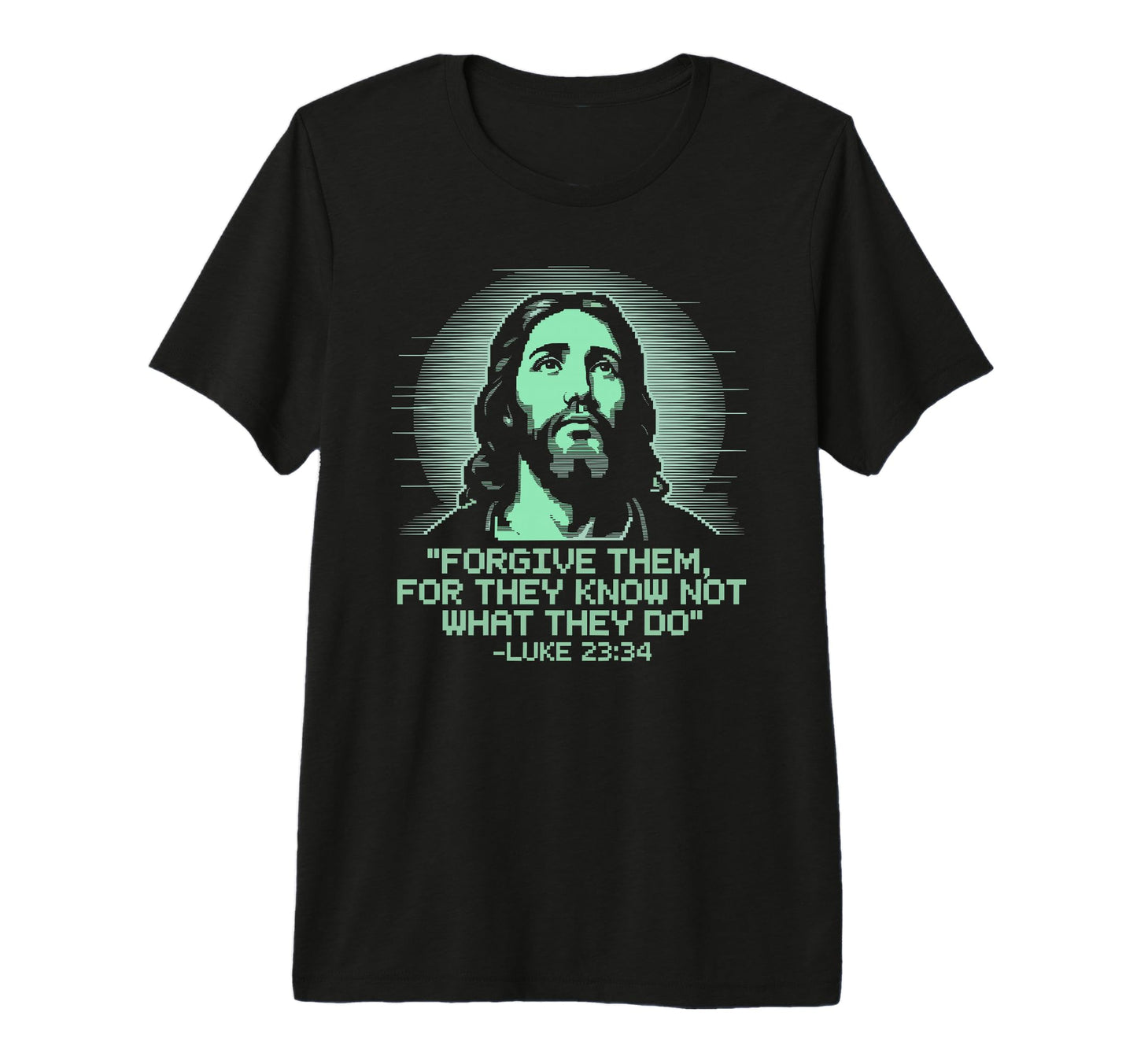 Forgive Them Luke 23 34 Pixel Jesus T-Shirt - Minimalist Print Men Women - T-Shirt, Sweatshirt, Hoodie