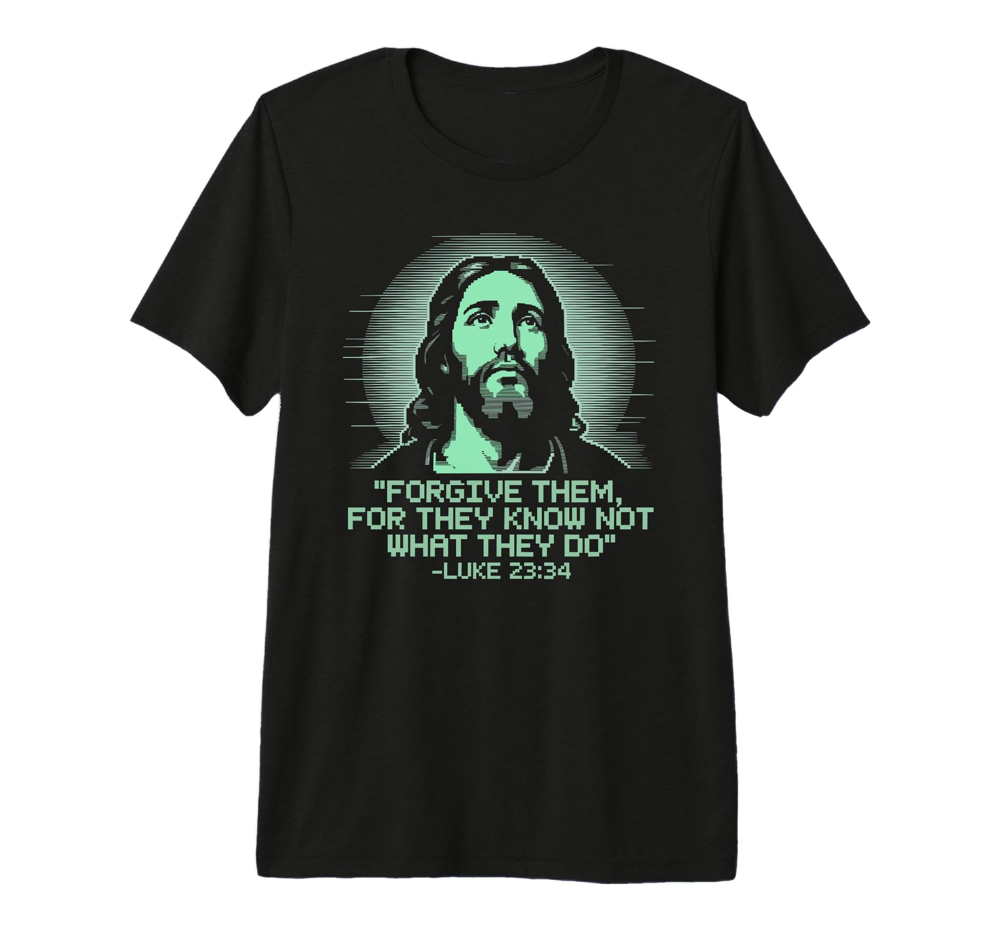 Forgive Them Luke 23 34 Pixel Jesus T-Shirt - Minimalist Print Men Women - T-Shirt, Sweatshirt, Hoodie
