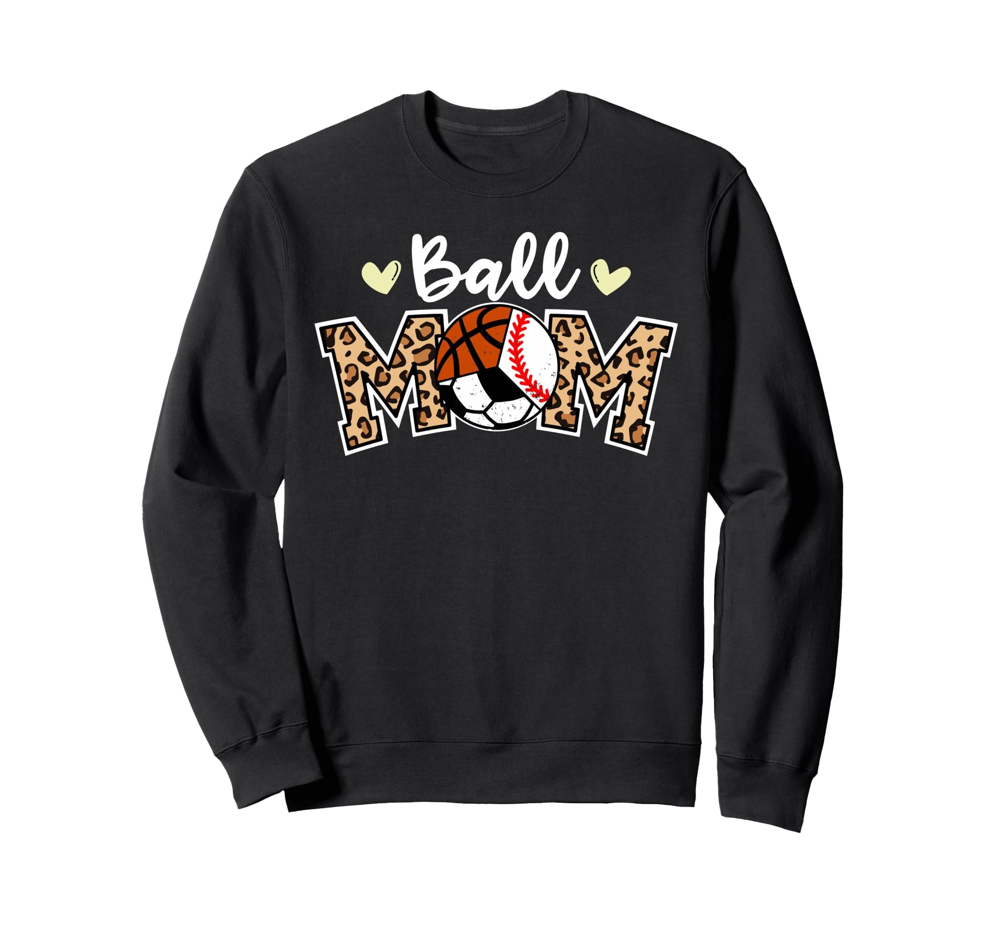 Ball Mom Leopard Baseball Soccer Sweatshirt - Aesthetic Graphic Unisex - T-Shirt, Sweatshirt, Hoodie
