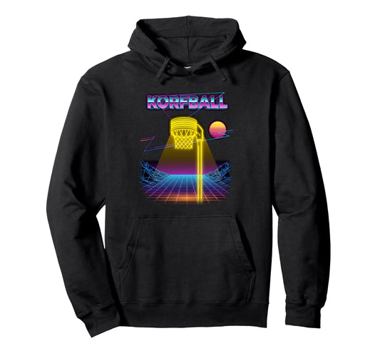 80S Neon Synthwave Korfball Sports Hoodie - Custom Art Print Men Women - T-Shirt, Sweatshirt, Hoodie