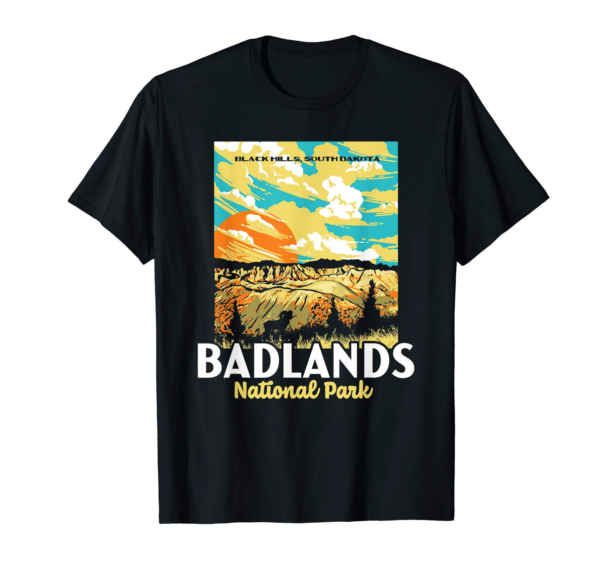 Badlands National Park South Dakota Wpa T-Shirt - Unique Graphic Unisex - T-Shirt, Sweatshirt, Hoodie