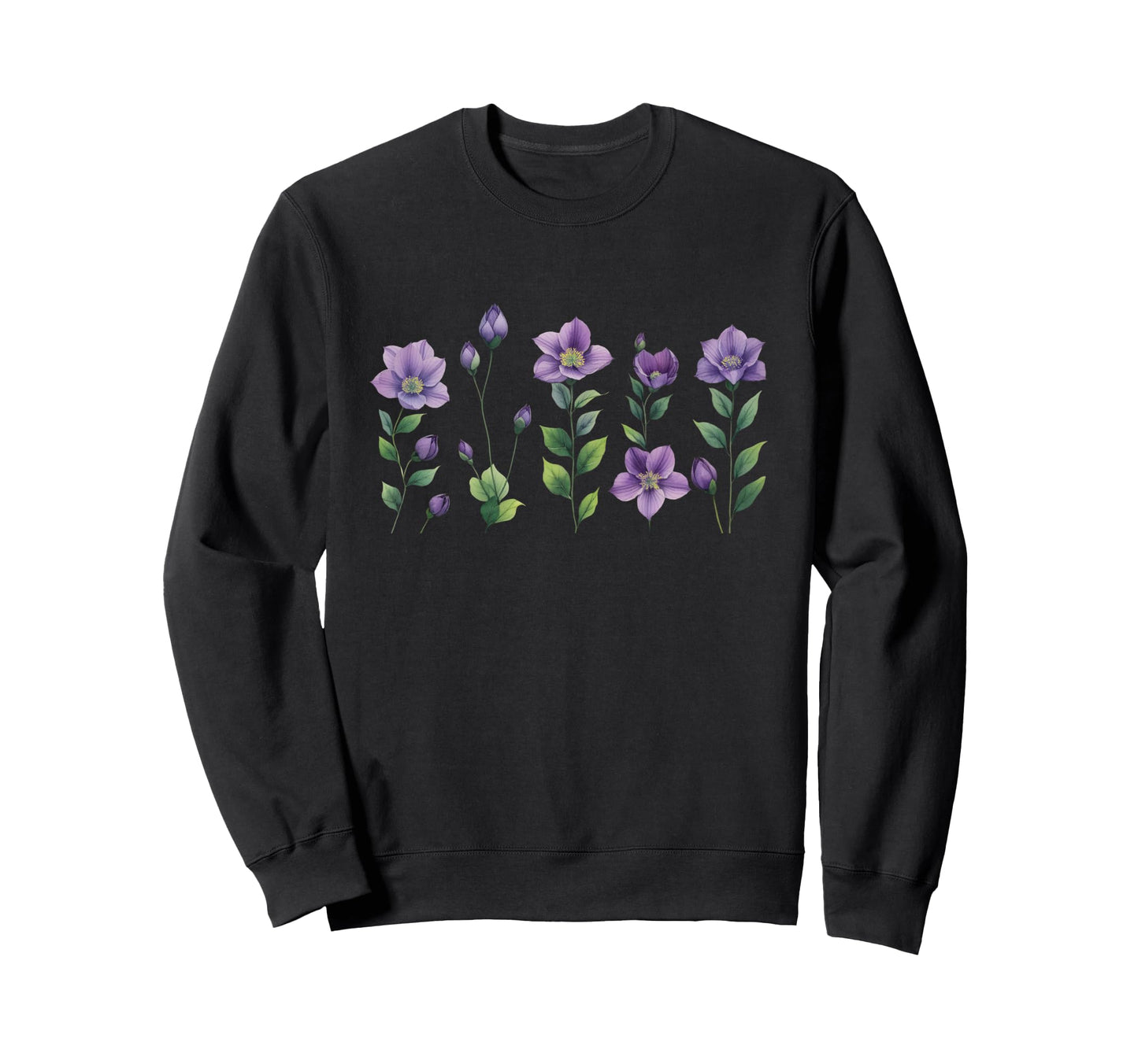 Floral Boho Wildflower Violet Sweatshirt - Novelty Apparel Men Women - T-Shirt, Sweatshirt, Hoodie