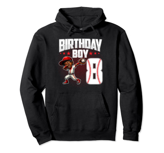 8Th Birthday Baseball Dabbing 8 Years Hoodie - Graphic Print for Adults - T-Shirt, Sweatshirt, Hoodie