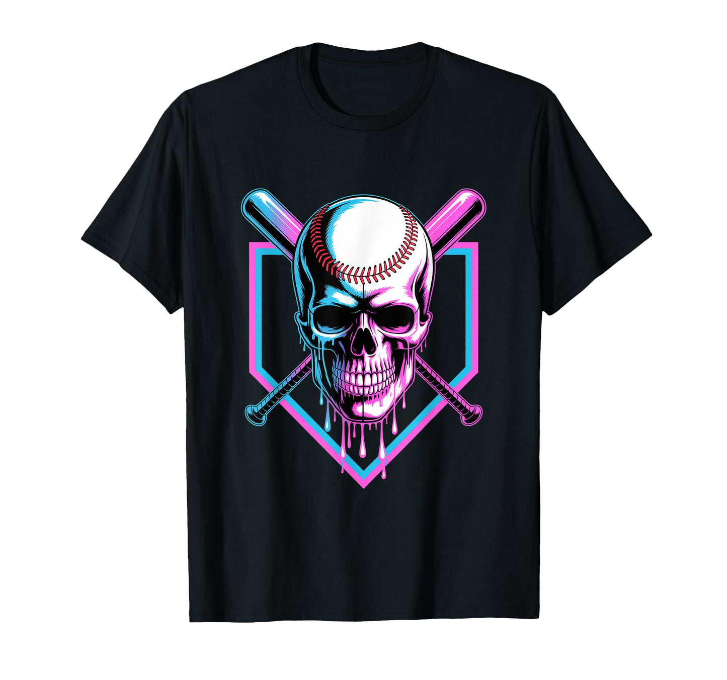 Baseball Skull Drip Halloween T-Shirt - Aesthetic Graphic Men Women - T-Shirt, Sweatshirt, Hoodie