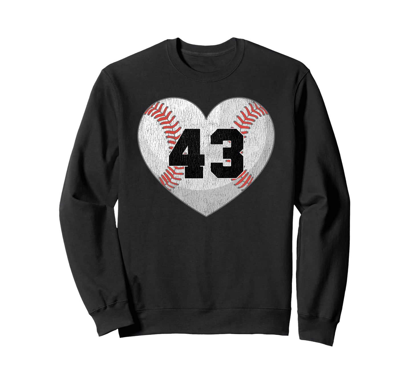 Baseball Number 43 Distressed Sweatshirt - Casual Everyday Wear Unisex - T-Shirt, Sweatshirt, Hoodie