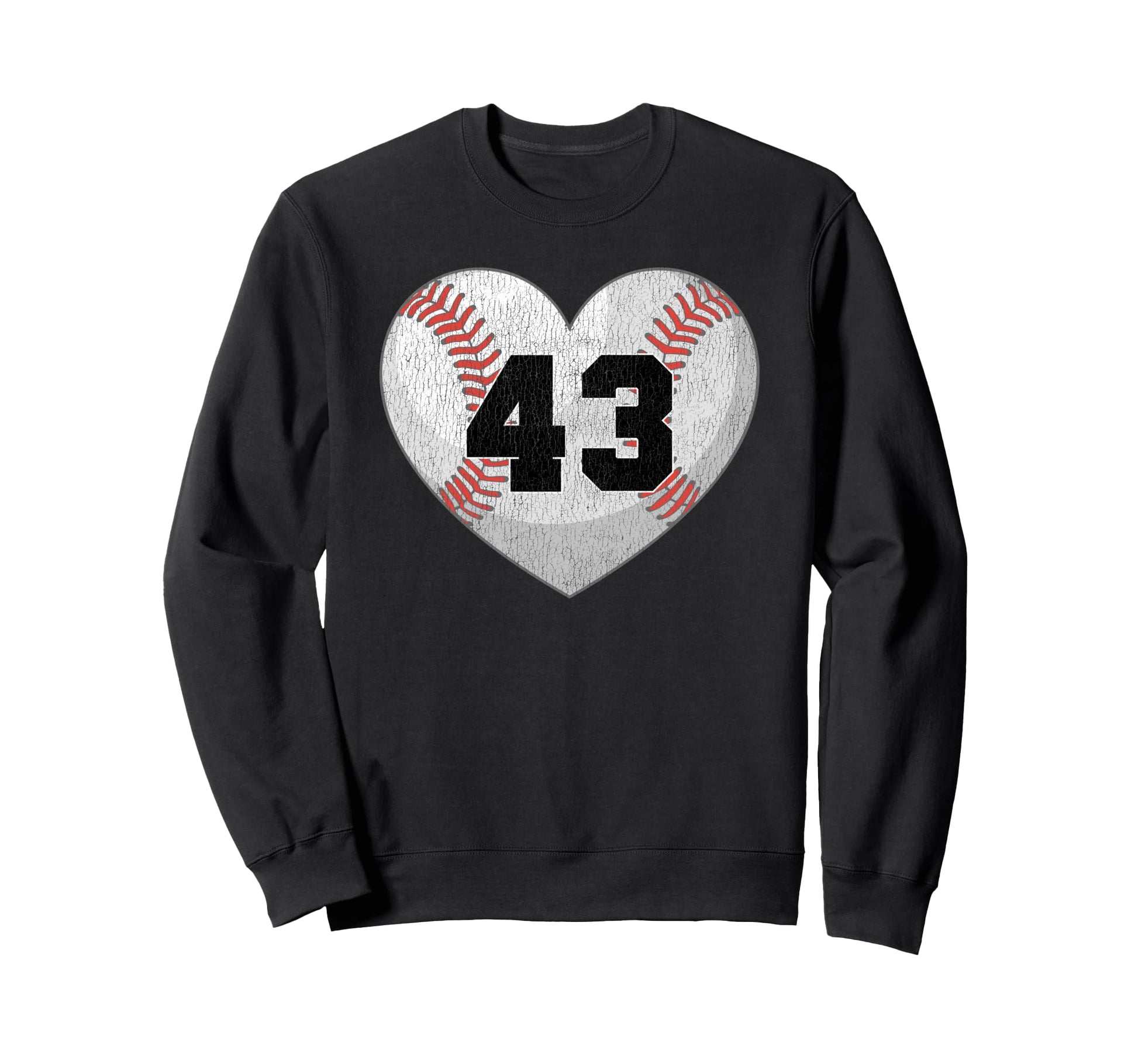 Baseball Number 43 Distressed Sweatshirt - Casual Everyday Wear Unisex - T-Shirt, Sweatshirt, Hoodie