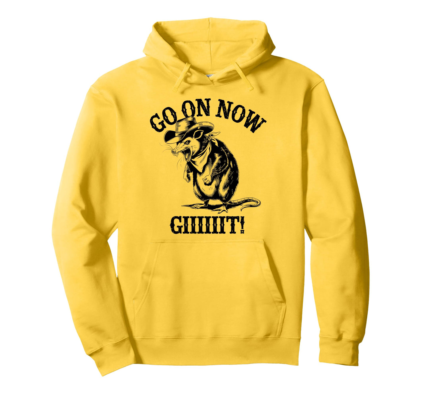 Go Now Git Cowboy Opossum Country Hoodie - Minimalist Print Men Women - T-Shirt, Sweatshirt, Hoodie