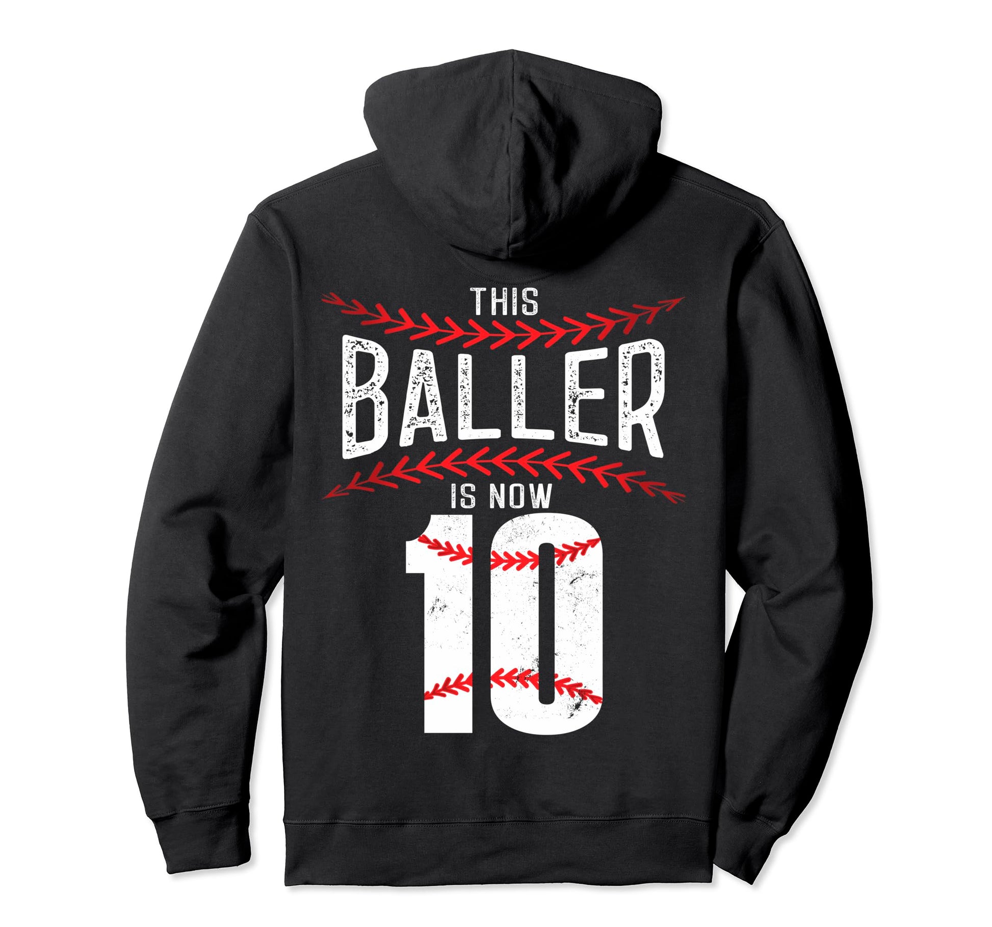 This Baller Is Now 10 Baseball Birthday Hoodie - Graphic Print Unisex - T-Shirt, Sweatshirt, Hoodie