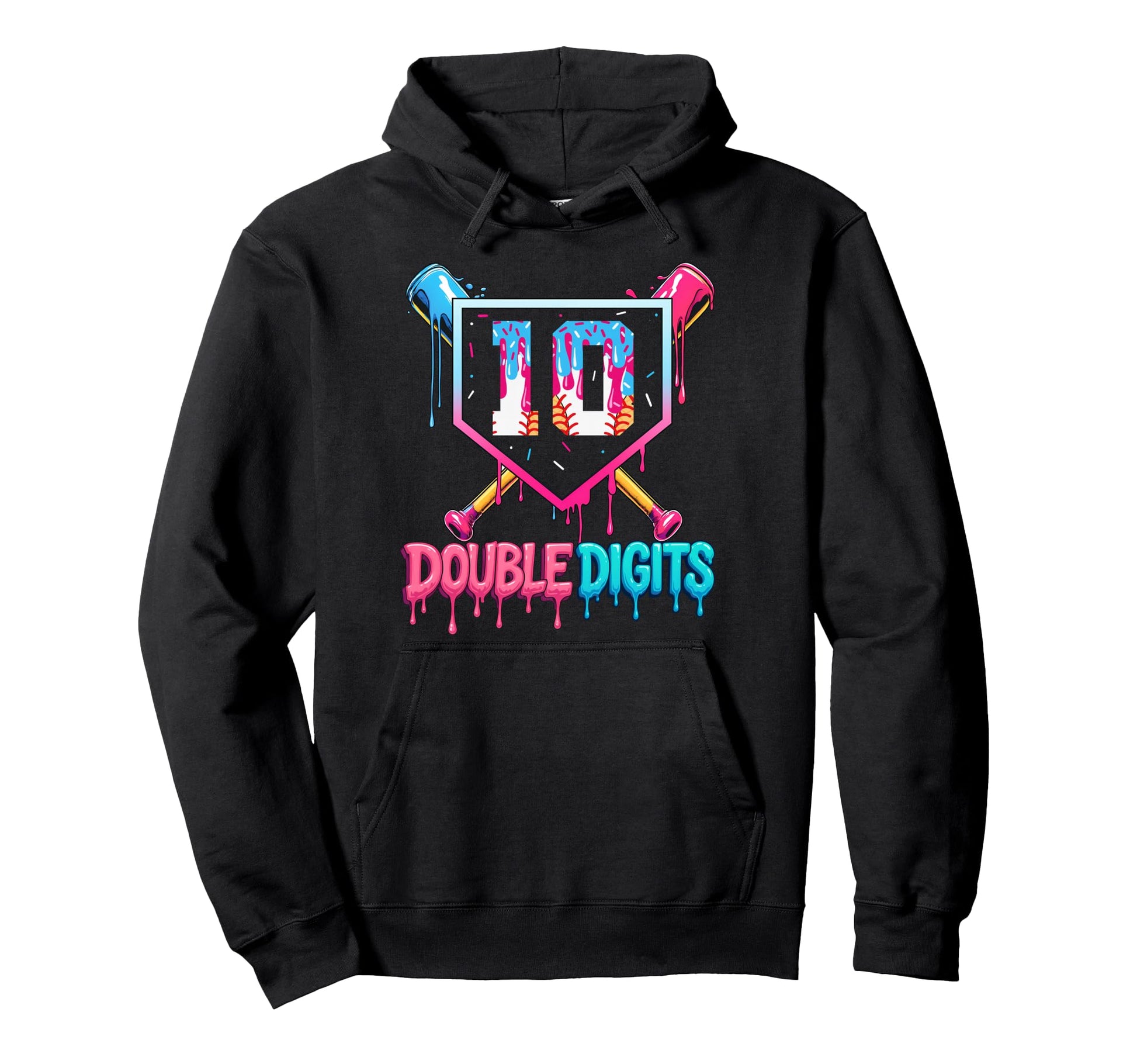 Baseball Drip 10Th Birthday Hoodie - Casual Everyday Wear for Adults - T-Shirt, Sweatshirt, Hoodie