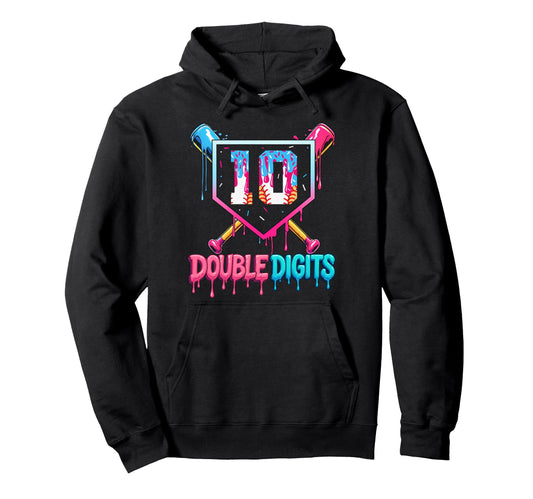 Baseball Drip 10Th Birthday Hoodie - Casual Everyday Wear for Adults - T-Shirt, Sweatshirt, Hoodie