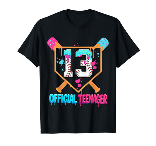 Baseball Drip 13Th Birthday Teenager Ice T-Shirt - Graphic Print Unisex - T-Shirt, Sweatshirt, Hoodie