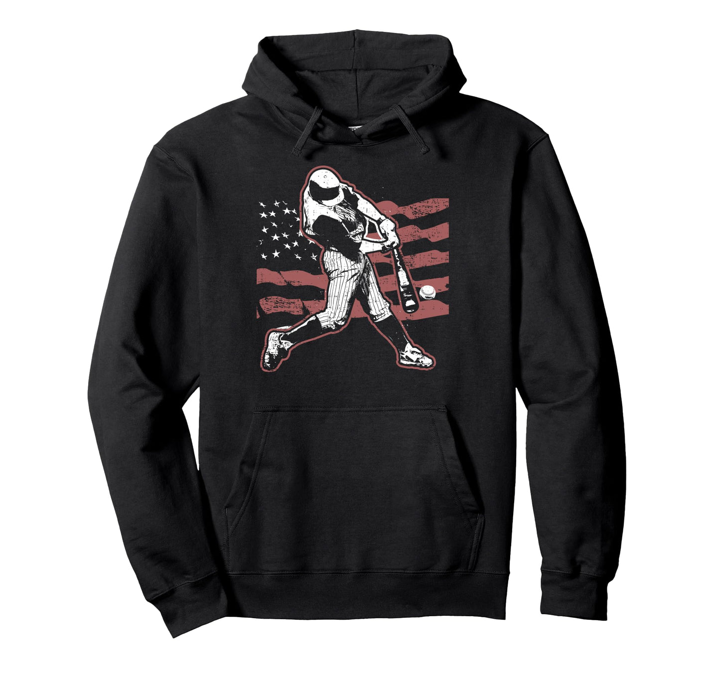 Patriotic American Flag Baseball Hoodie - Fun Novelty Design Unisex - T-Shirt, Sweatshirt, Hoodie