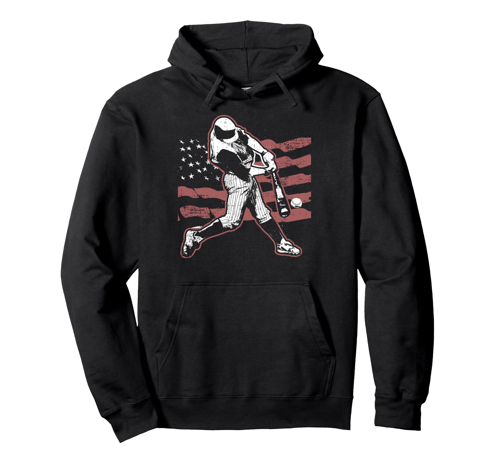 Patriotic American Flag Baseball Hoodie - Fun Novelty Design Unisex - T-Shirt, Sweatshirt, Hoodie