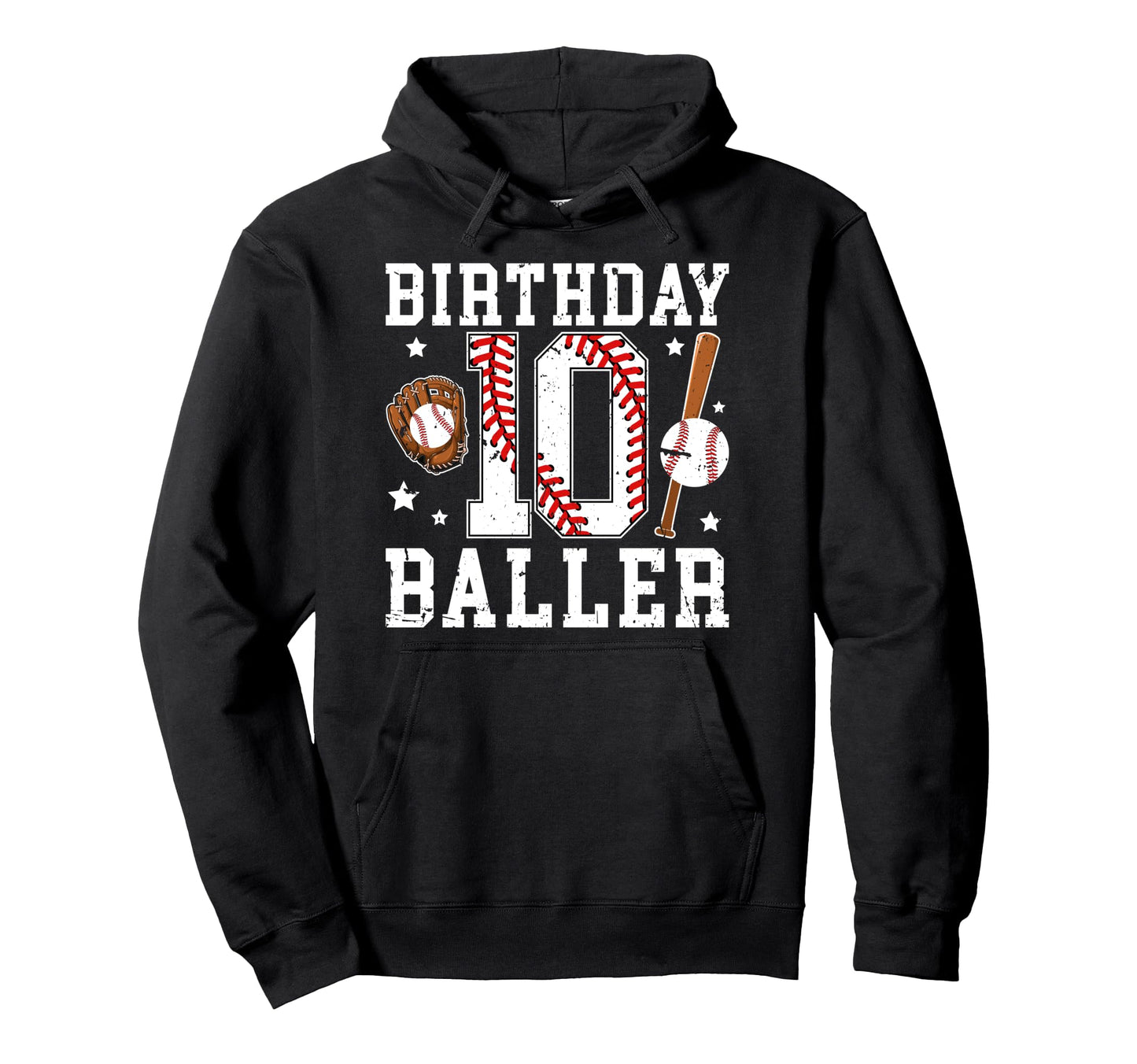 10Th Birthday Baseball Ten Year Old Hoodie - Unique Graphic Men Women - T-Shirt, Sweatshirt, Hoodie