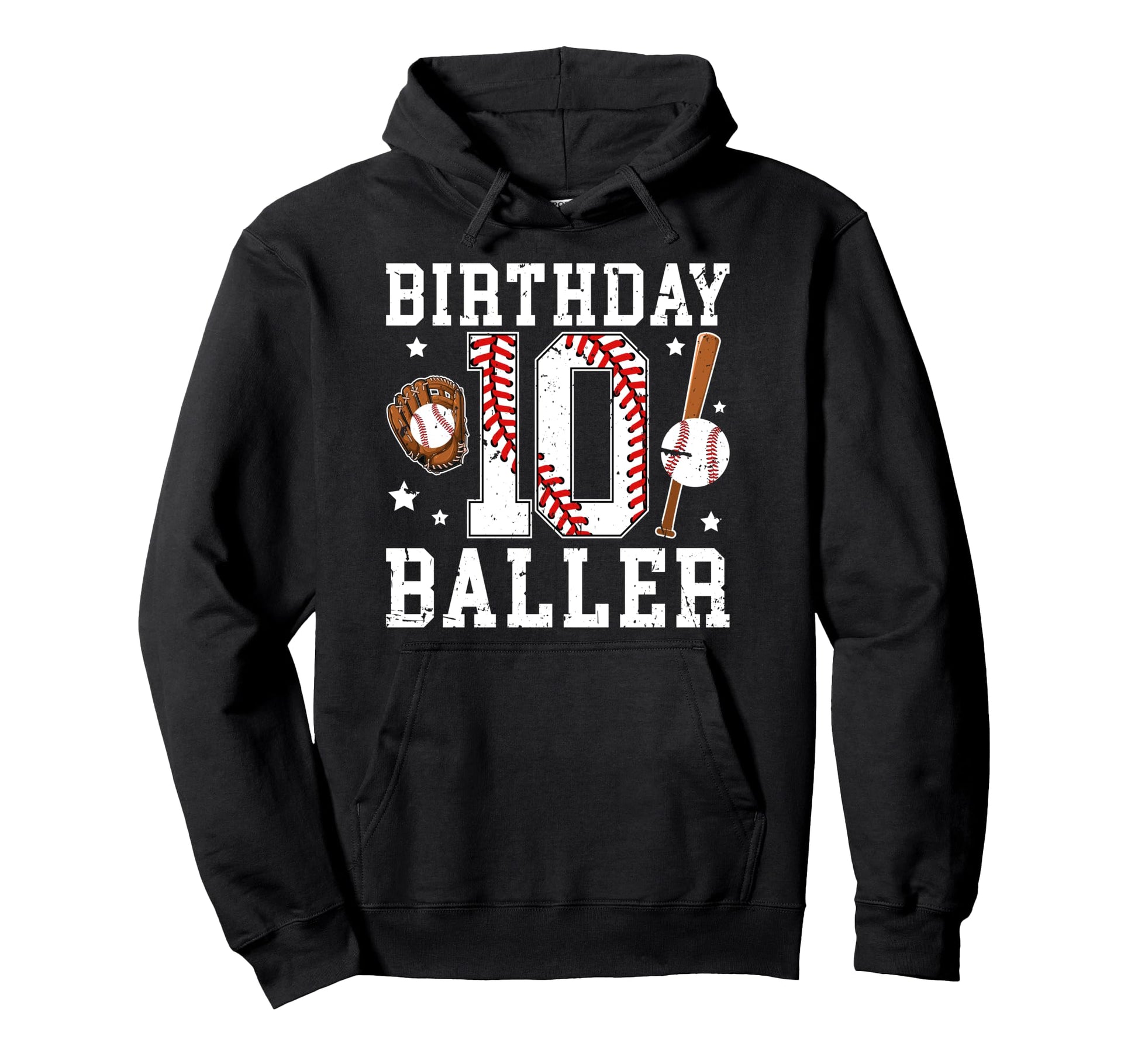 10Th Birthday Baseball Ten Year Old Hoodie - Unique Graphic Men Women - T-Shirt, Sweatshirt, Hoodie
