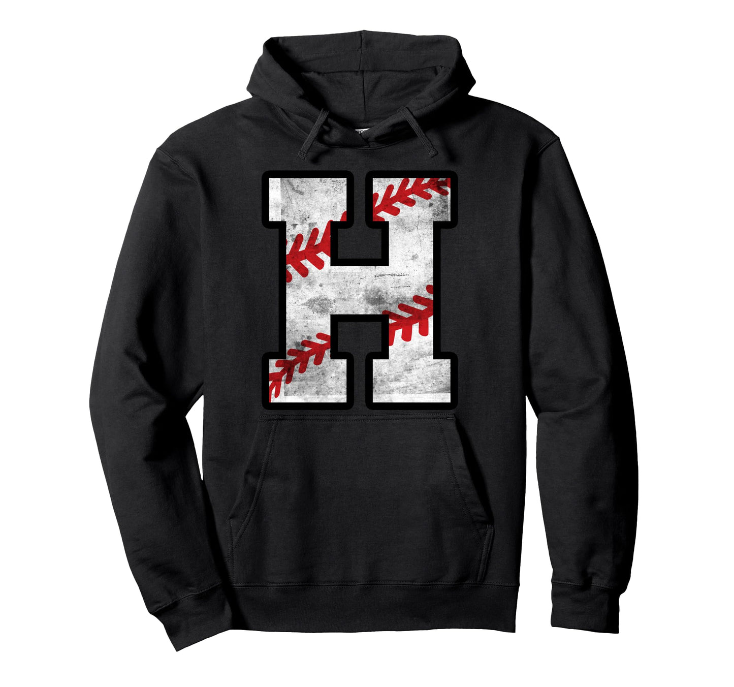 Distressed Baseball Letter H Hoodie - Graphic Print Men Women - T-Shirt, Sweatshirt, Hoodie