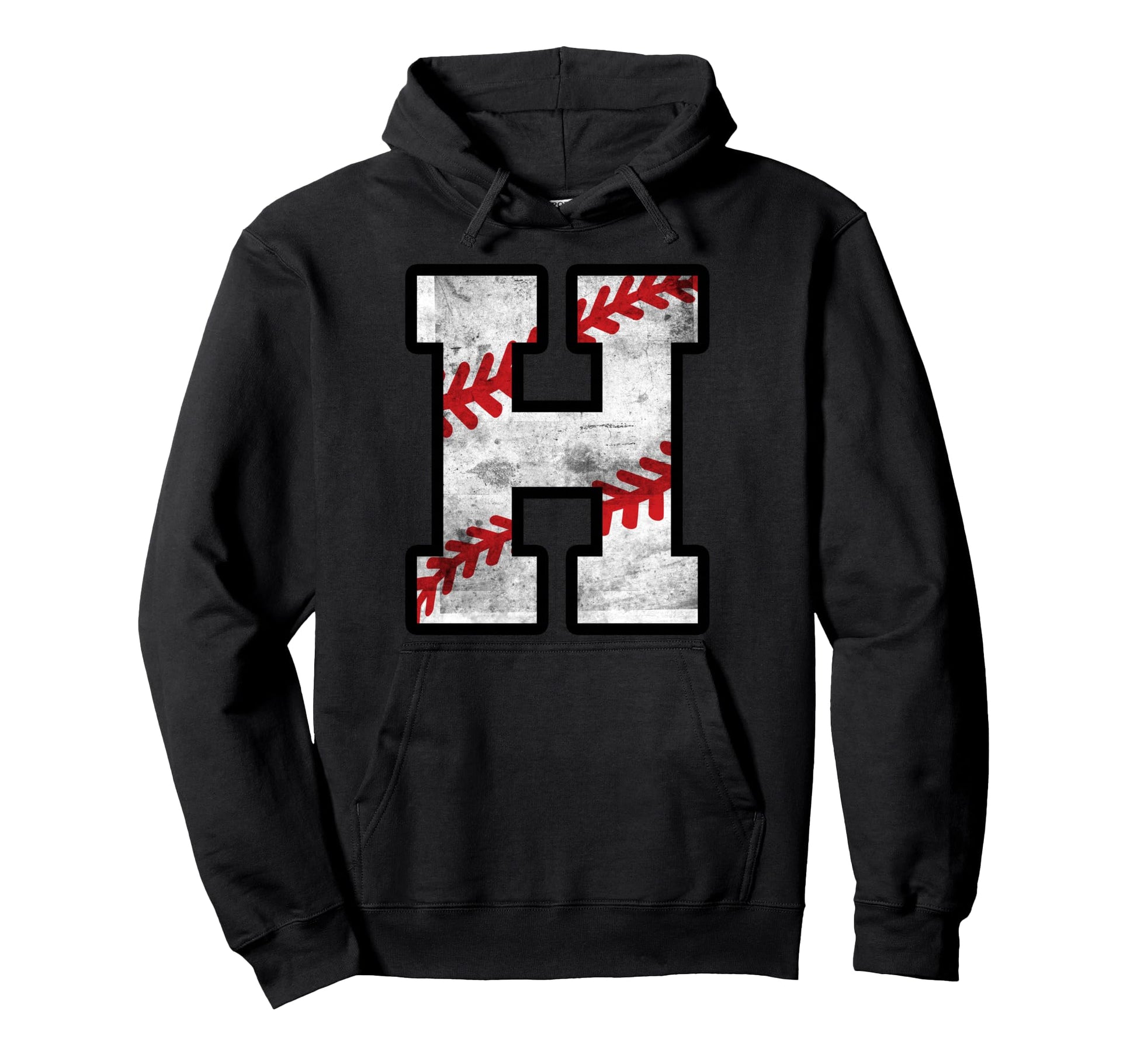 Distressed Baseball Letter H Hoodie - Graphic Print Men Women - T-Shirt, Sweatshirt, Hoodie