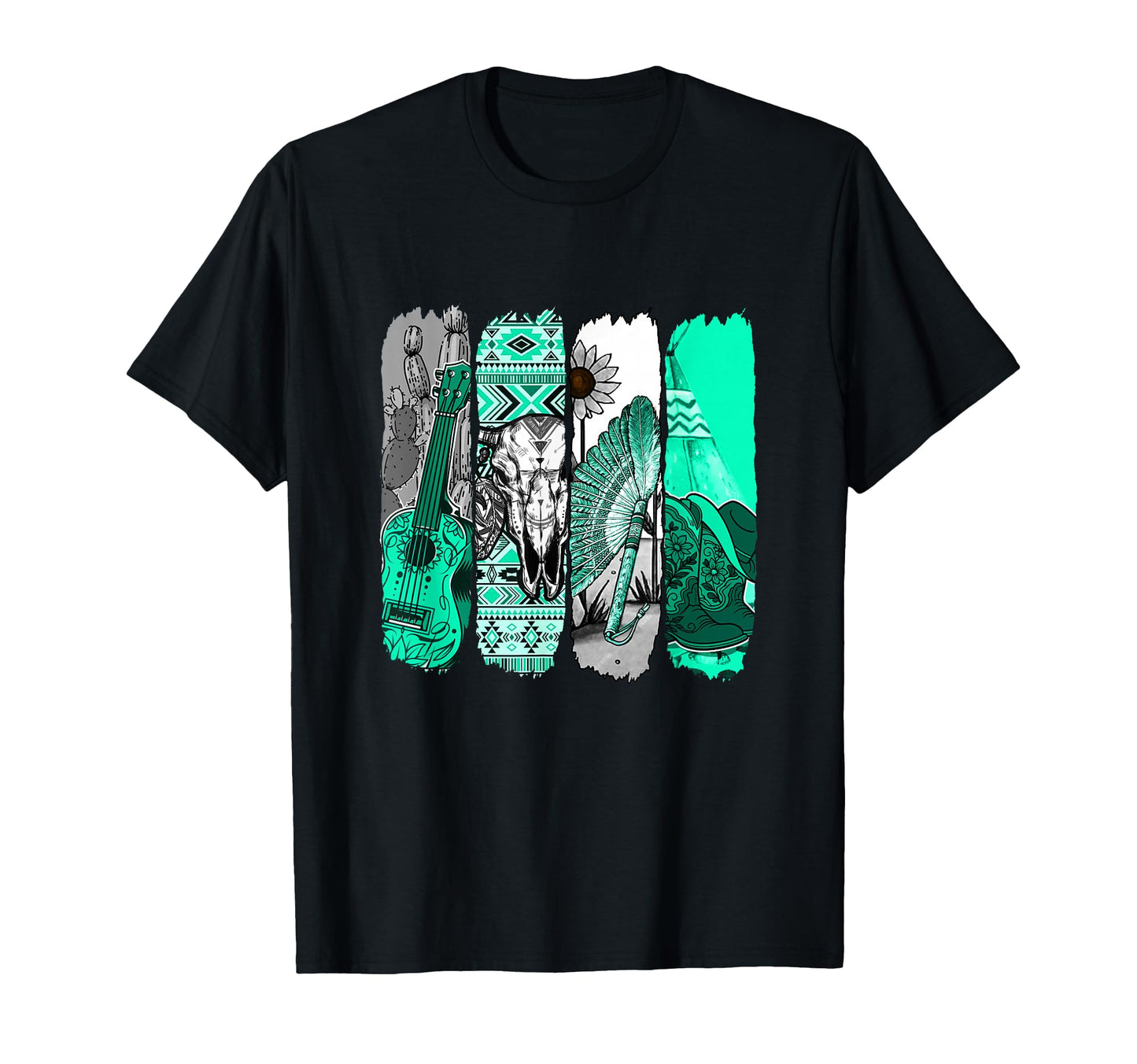 Light Teal Aqua Western Stripes T-Shirt - Fun Novelty Design for Adults - T-Shirt, Sweatshirt, Hoodie