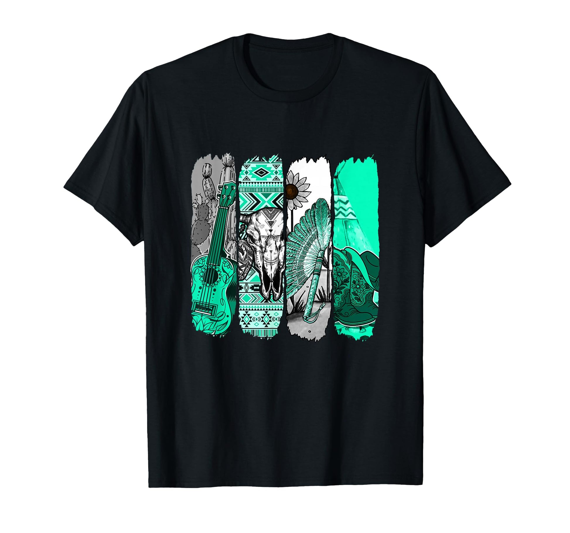Light Teal Aqua Western Stripes T-Shirt - Fun Novelty Design for Adults - T-Shirt, Sweatshirt, Hoodie