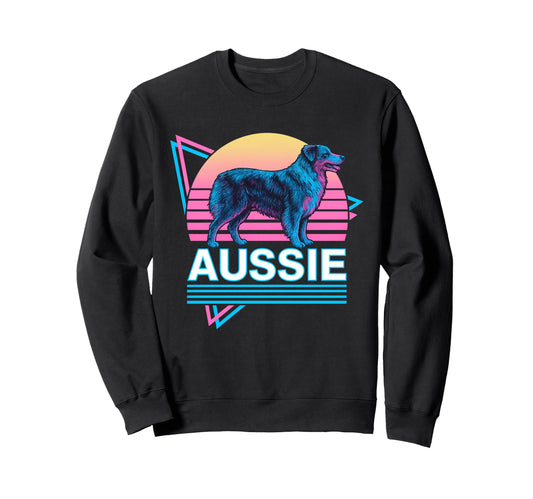 Australian Shepherd Synthwave Sweatshirt - Novelty Apparel Men Women - T-Shirt, Sweatshirt, Hoodie