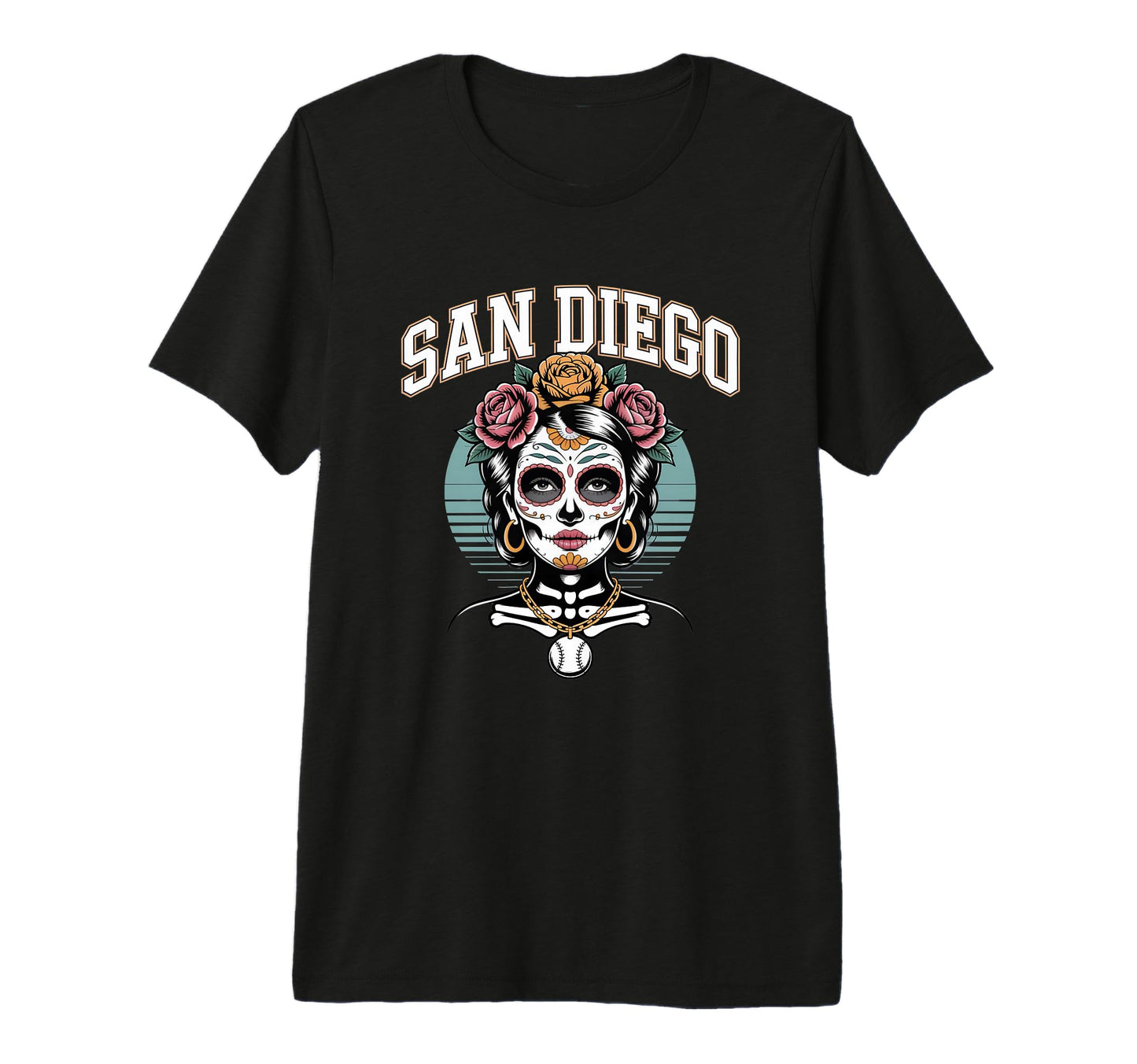 San Diego Sugar Skull Flower City T-Shirt - Aesthetic Graphic Unisex - T-Shirt, Sweatshirt, Hoodie