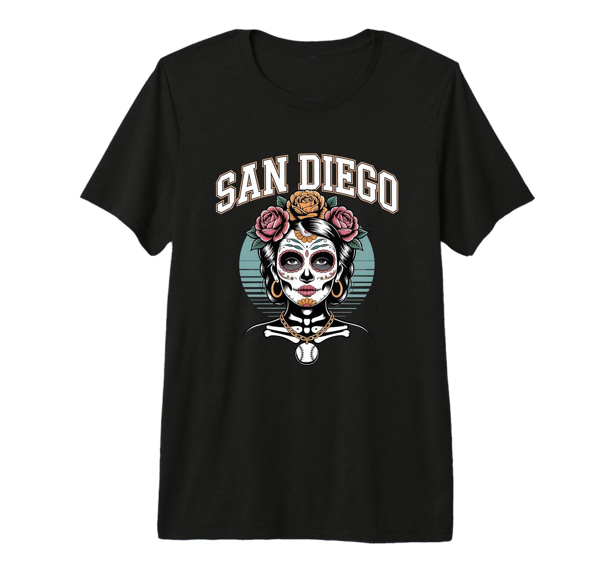 San Diego Sugar Skull Flower City T-Shirt - Aesthetic Graphic Unisex - T-Shirt, Sweatshirt, Hoodie