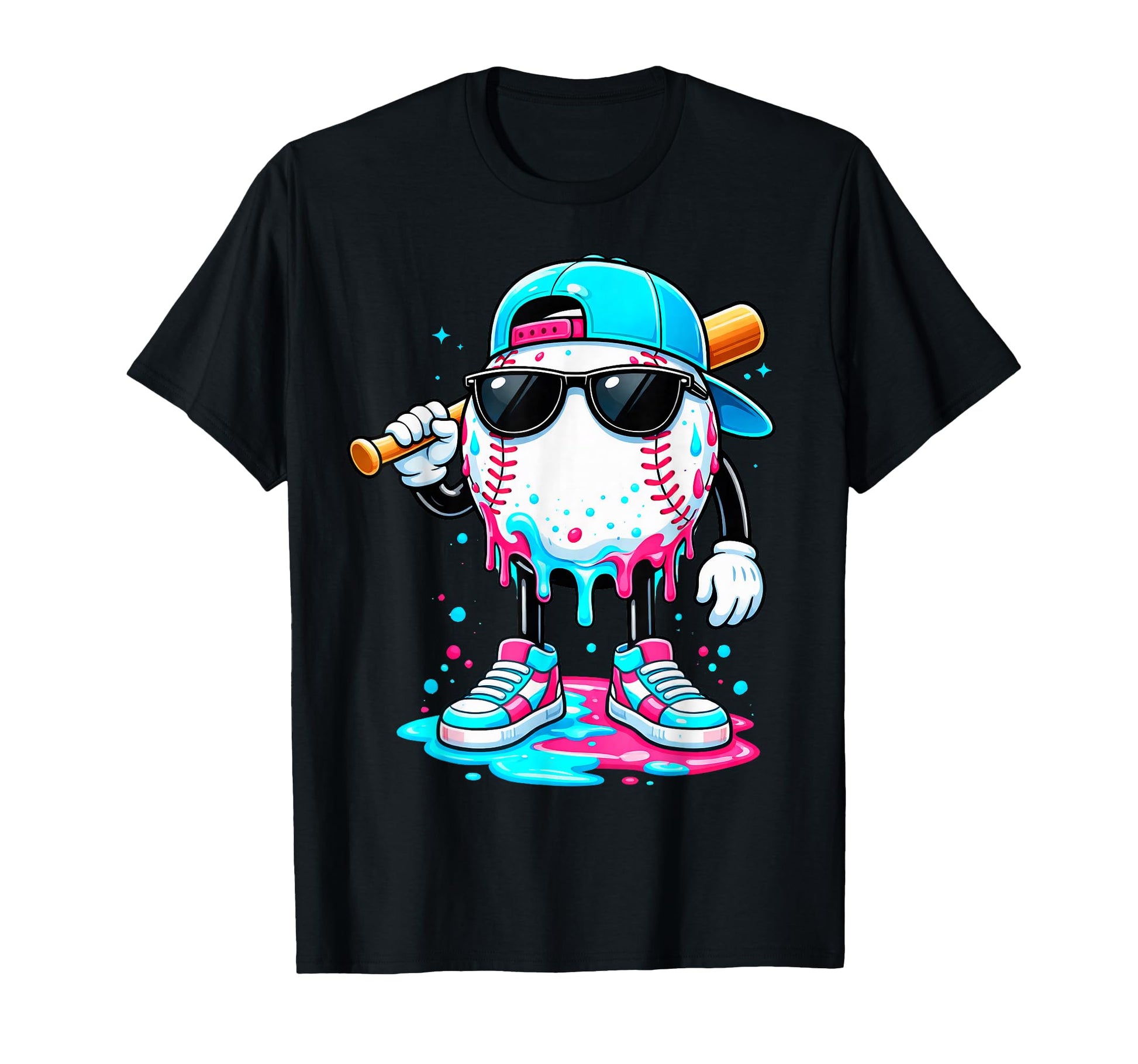 Baseball Drip Ice Cream Drip Baseball T-Shirt - Novelty Apparel Men Women - T-Shirt, Sweatshirt, Hoodie