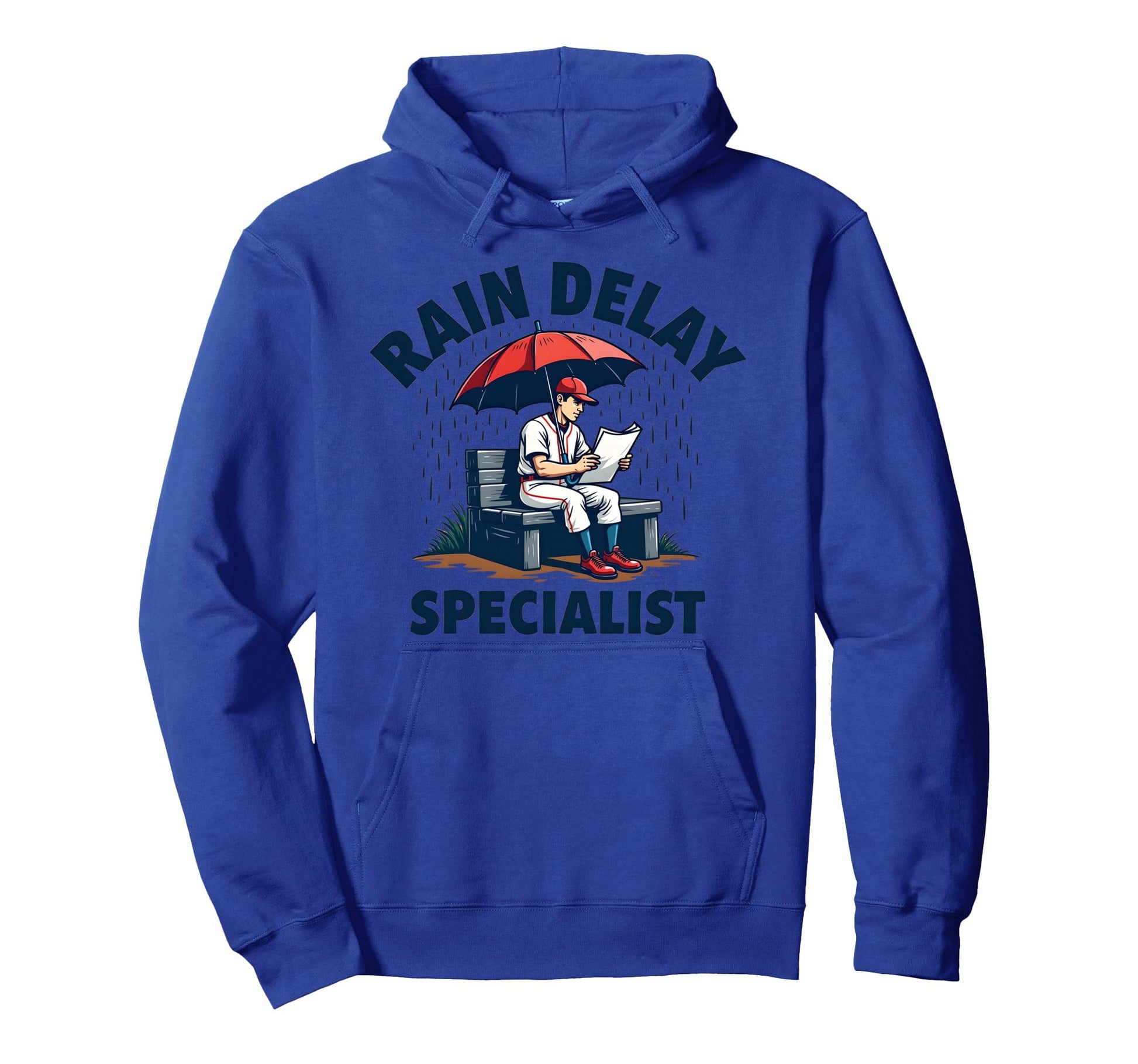 Rain Delay Specialist Funny Baseball Hoodie - Minimalist Print Men Women - T-Shirt, Sweatshirt, Hoodie