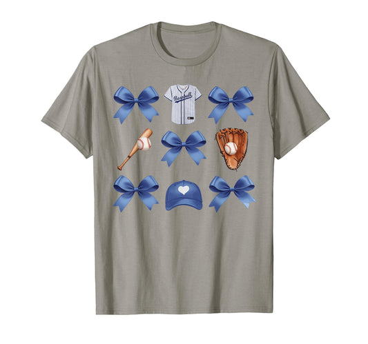 Baseball Game Day Blue Coquette Bow T-Shirt - Streetwear Style Men Women - T-Shirt, Sweatshirt, Hoodie