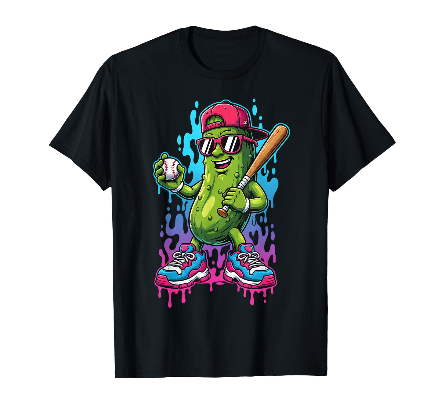 Baseball Ice Cream Drip And Batter T-Shirt - Streetwear Style for Adults - T-Shirt, Sweatshirt, Hoodie