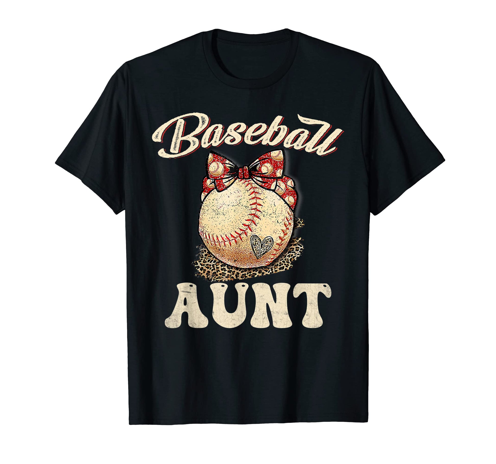 Softball Baseball Aunt Leopard T-Shirt - Minimalist Print Men Women - T-Shirt, Sweatshirt, Hoodie
