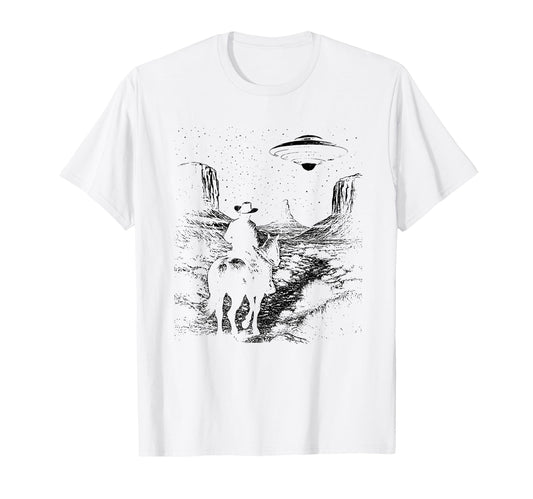 90S Cowboy Western Ufo T-Shirt - Novelty Apparel Unisex - T-Shirt, Sweatshirt, Hoodie