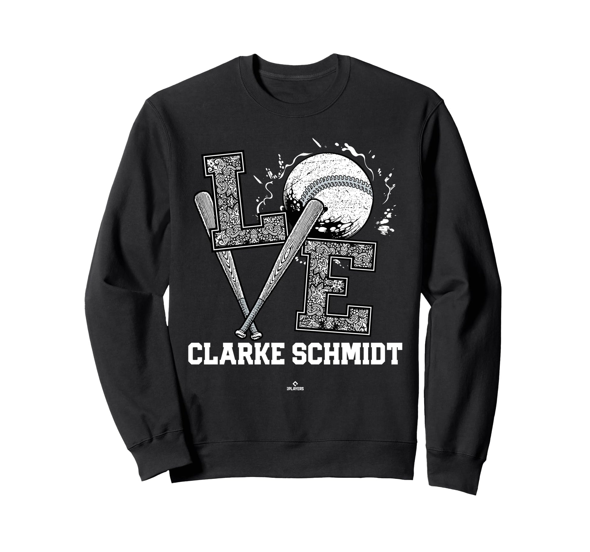 Distressed Baseball Love Clarke Sweatshirt - Novelty Apparel for Adults - T-Shirt, Sweatshirt, Hoodie