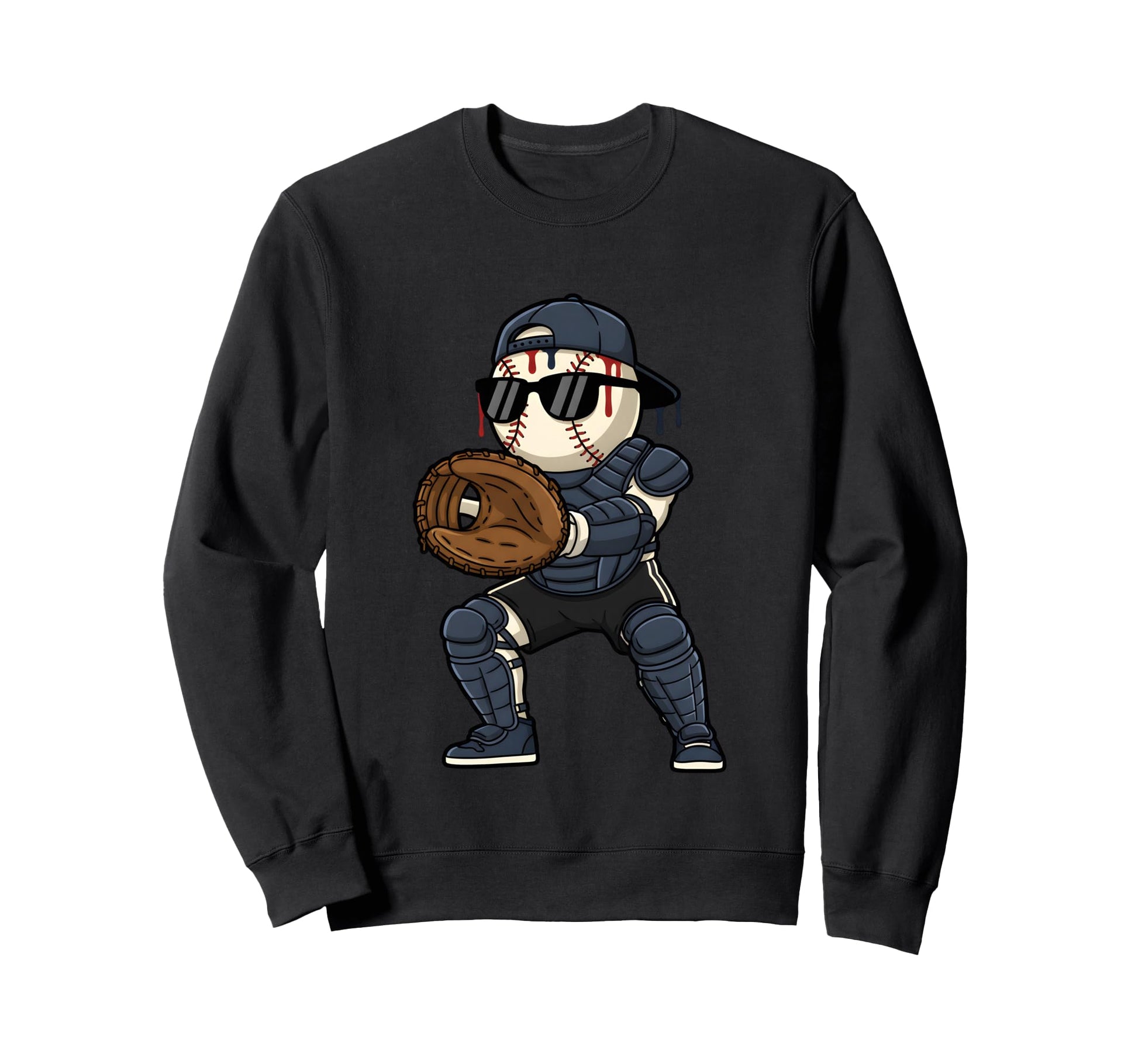 Baseball Catcher Horror Skull Player Sweatshirt - Fun Novelty Design Unisex - T-Shirt, Sweatshirt, Hoodie