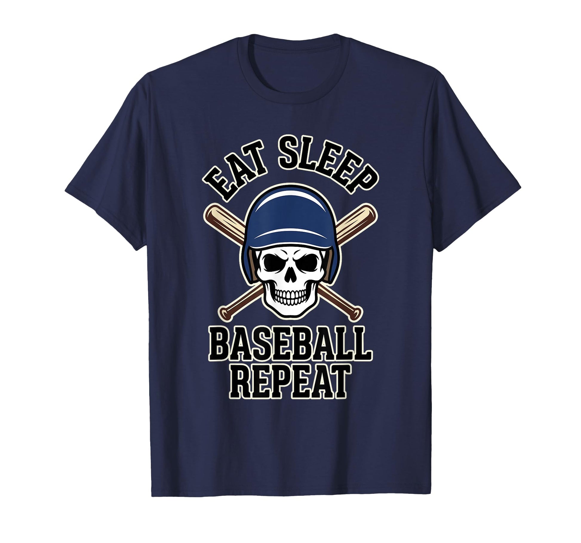 Eat Sleep Baseball Repeat Skeleton T-Shirt - Graphic Print for Adults - T-Shirt, Sweatshirt, Hoodie