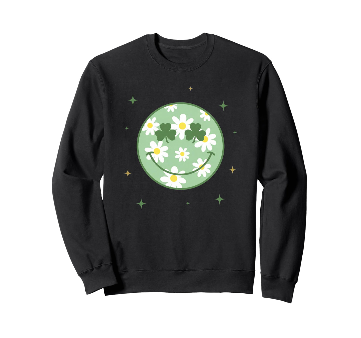 St Patricks Day Daisy Pattern Happy Sweatshirt - Trendy Graphic Men Women - T-Shirt, Sweatshirt, Hoodie