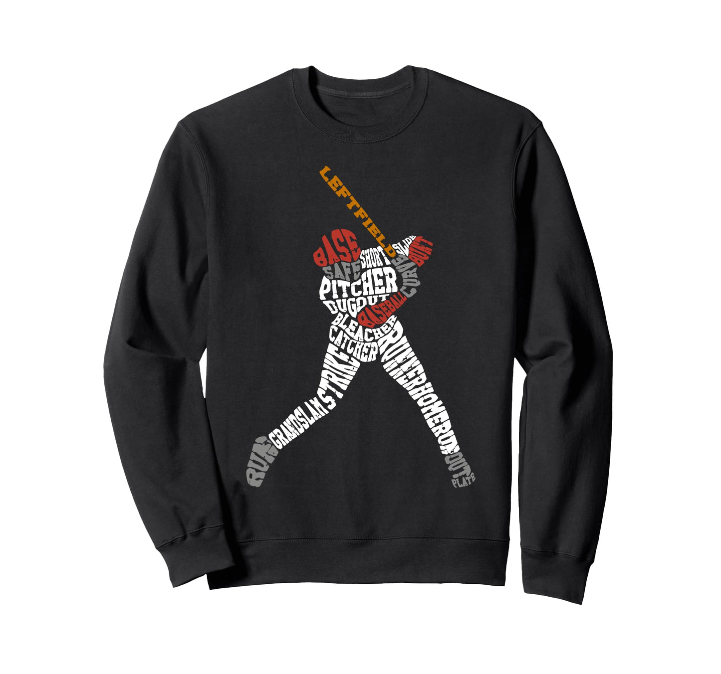 Baseball Fan Word Cloud Batter Sweatshirt - Minimalist Print Men Women - T-Shirt, Sweatshirt, Hoodie
