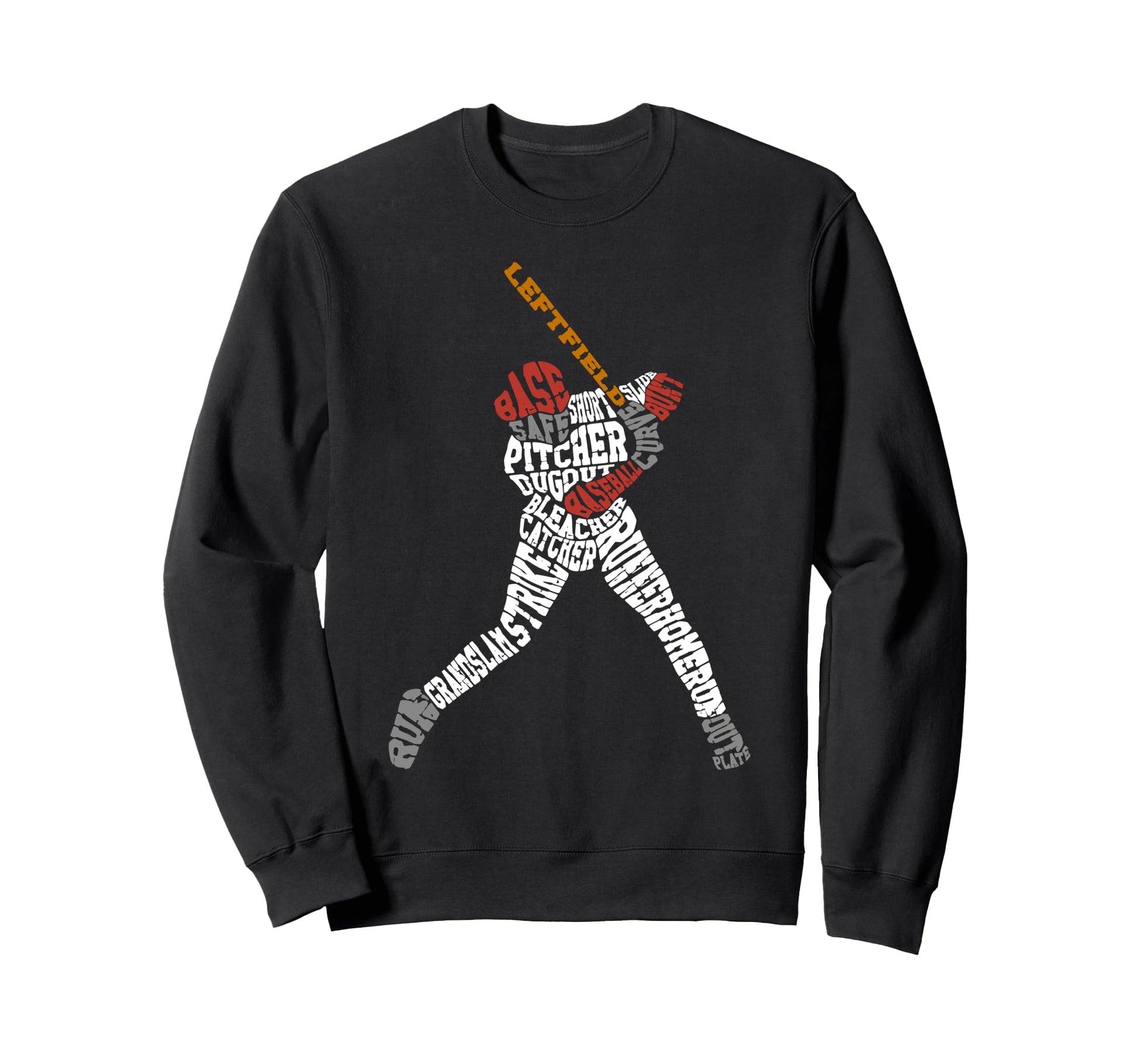Baseball Fan Word Cloud Batter Sweatshirt - Minimalist Print Men Women - T-Shirt, Sweatshirt, Hoodie